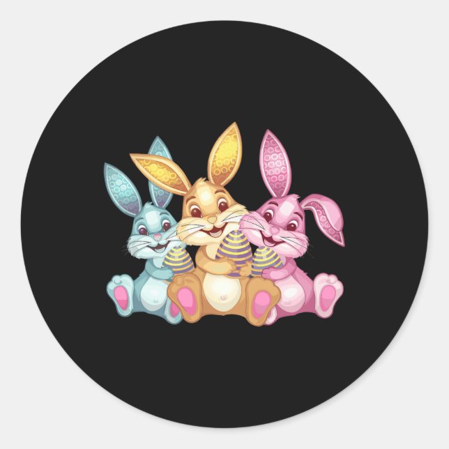 Happy Easter Bunny Rabbit Funny Easter Day  Classic Round Sticker (Front)