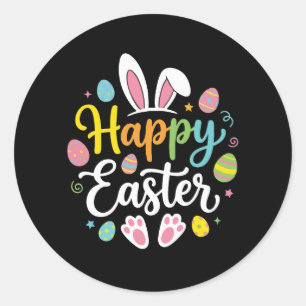 Happy Easter Bunny Rabbit Funny Easter Day Women  Classic Round Sticker