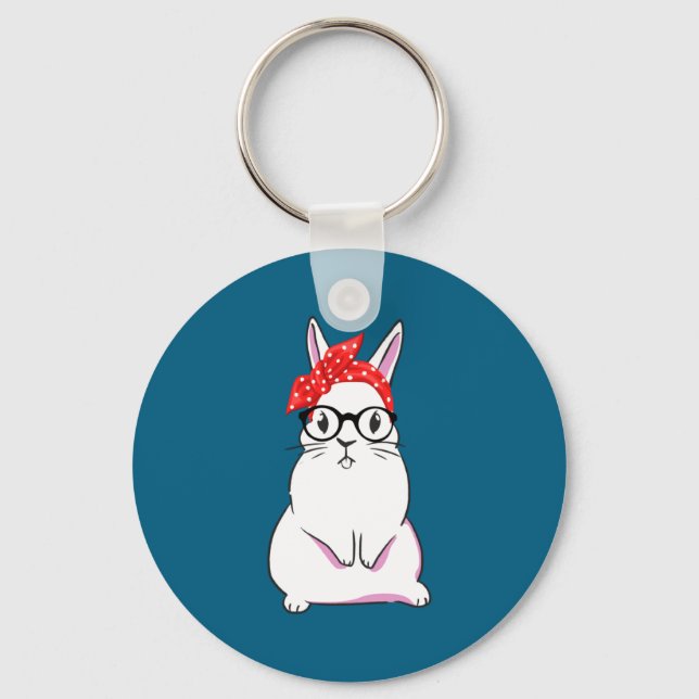 Happy Easter Bunny Rabbit Headband With Gles Ea  Key Ring (Front)