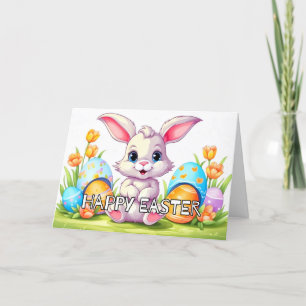 Happy Easter Bunny Rabbit Holiday Card