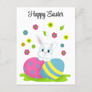 Happy Easter Bunny Rabbit Holiday Postcard