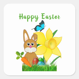 Happy Easter Bunny Rabbit  Square Sticker