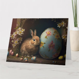 Happy Easter - Bunny Rabbit With Decorative Eggs Card