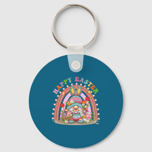 Happy Easter Bunny Rainbow Gnome Easter Egg Huntin Key Ring