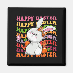 Happy Easter Bunny Rainbow Rabbit Easter Egg Hunt Magnet