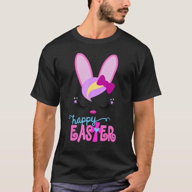 Happy Easter Bunny Sleeping Face Christian Girls W T-Shirt (Front)