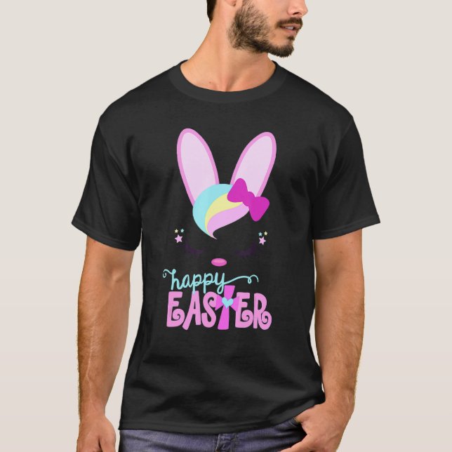 Happy Easter Bunny Sleeping Face Christian Girls W T-Shirt (Front)