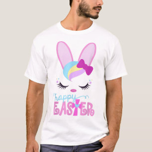 HAPPY EASTER Bunny Sleeping Face Christian Girls W T-Shirt