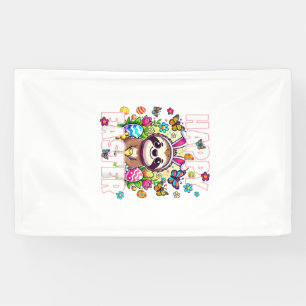 Happy Easter Bunny Sloth Easter Bunny Kids Adult F Banner