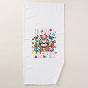 Happy Easter Bunny Sloth Easter Bunny Kids Adult F Bath Towel