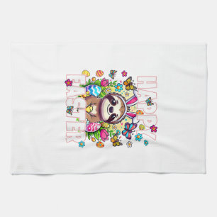 Happy Easter Bunny Sloth Easter Bunny Kids Adult F Tea Towel