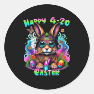 Happy Easter Bunny Smoking Weed Funny  Classic Round Sticker