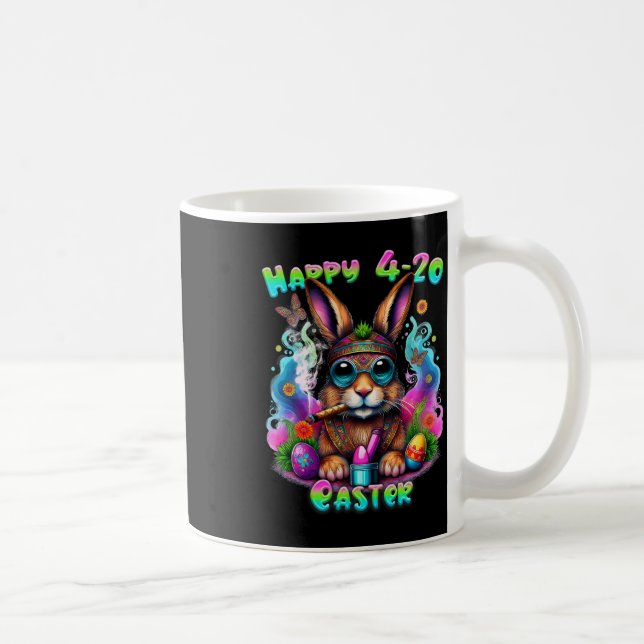 Happy Easter Bunny Smoking Weed Funny  Coffee Mug (Right)