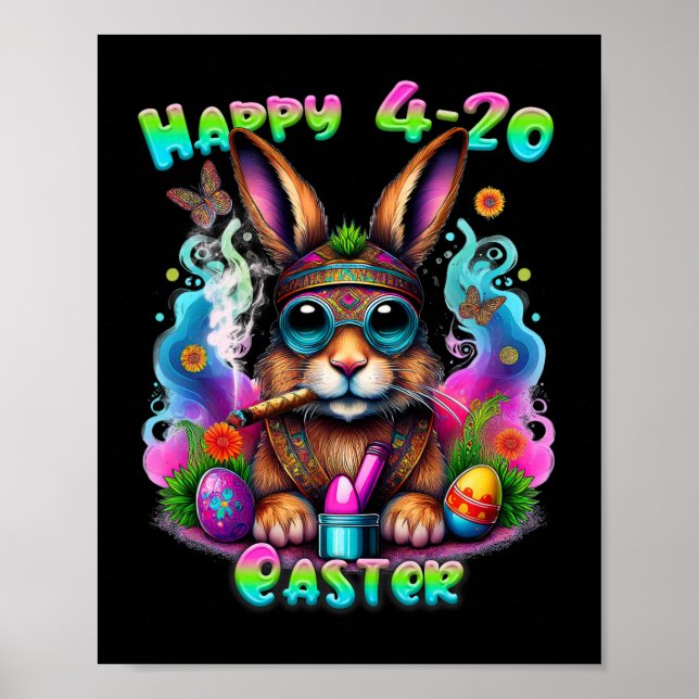 Happy Easter Bunny Smoking Weed Funny  Poster (Front)