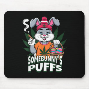 Happy Easter Bunny Smoking Weed Joke Somebunnys Pu Mouse Pad