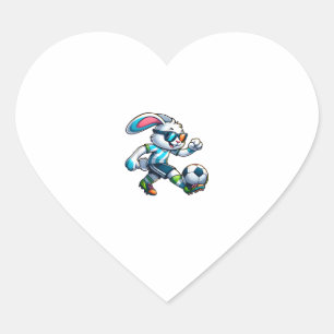 Happy Easter Bunny Soccer Player Lover Sport Rabbi Heart Sticker