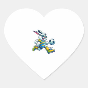 Happy Easter Bunny Soccer Player Lover Sport Rabbi Heart Sticker