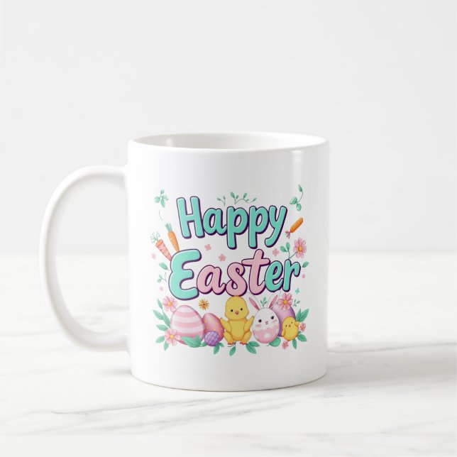 Happy Easter Bunny Spring Easter Egg Easter Coffee Mug (Left)