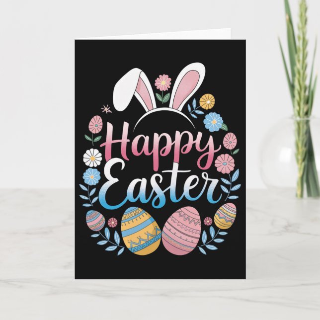 Happy Easter Bunny Spring Easter Egg Easter Shirts Card (Front)