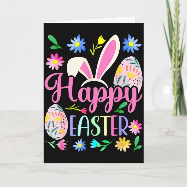 Happy easter bunny spring easter egg easter shirts card (Front)