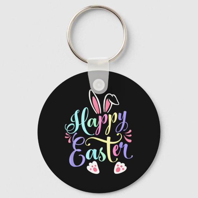 Happy Easter Bunny Spring Easter Egg Easter Shirts Key Ring (Front)