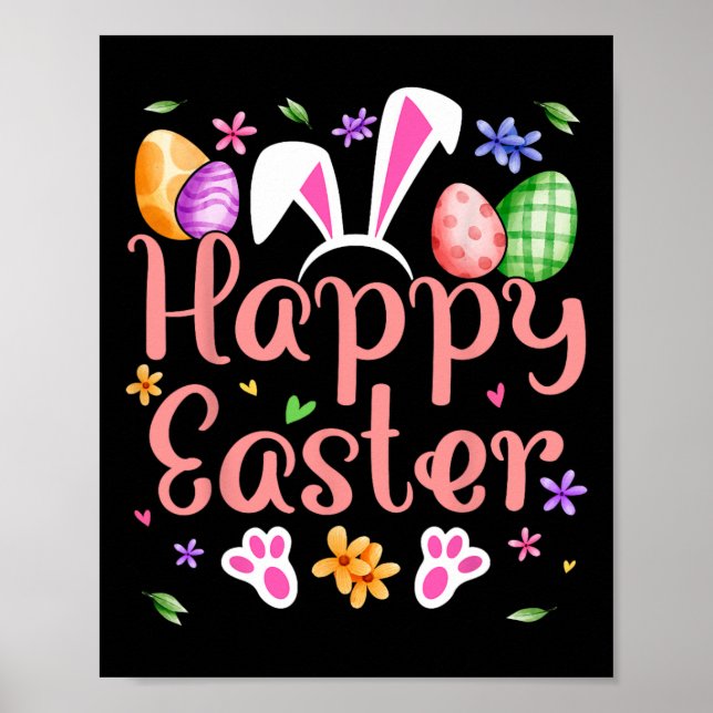 Happy Easter Bunny Spring Easter Egg Easter Shirts Poster (Front)