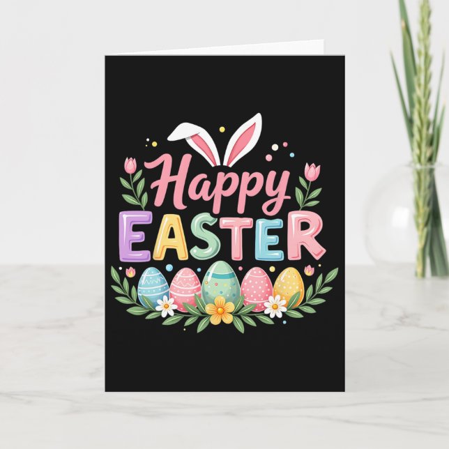 Happy Easter Bunny Spring Easter Egg Easter Women  Card (Front)