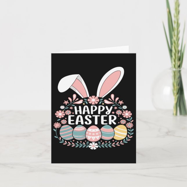 Happy Easter Bunny Spring Easter Egg Easter Women  Card (Front)