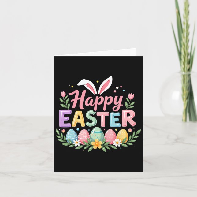 Happy Easter Bunny Spring Easter Egg Easter Women  Card (Front)