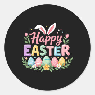 Happy Easter Bunny Spring Easter Egg Easter Women Classic Round Sticker