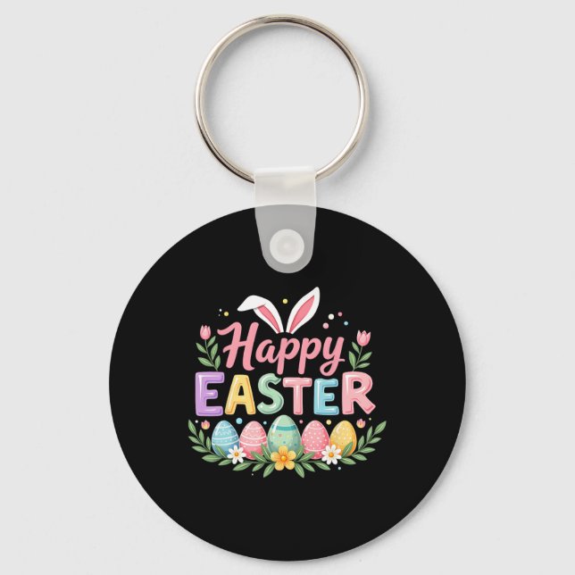 Happy Easter Bunny Spring Easter Egg Easter Women  Key Ring (Front)