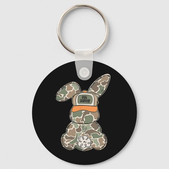 Happy Easter Bunny Spring Egg Hunter Rabbit Camouf Key Ring (Front)