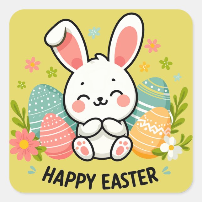 Happy Easter Bunny  Square Sticker (Front)