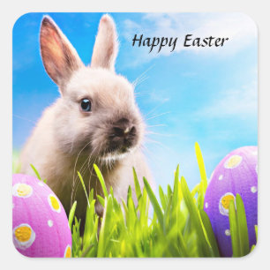 Happy Easter Bunny Square Sticker