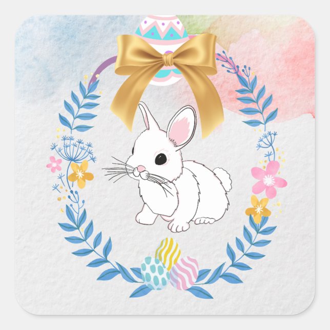 Happy Easter, Bunny Sticker (Front)