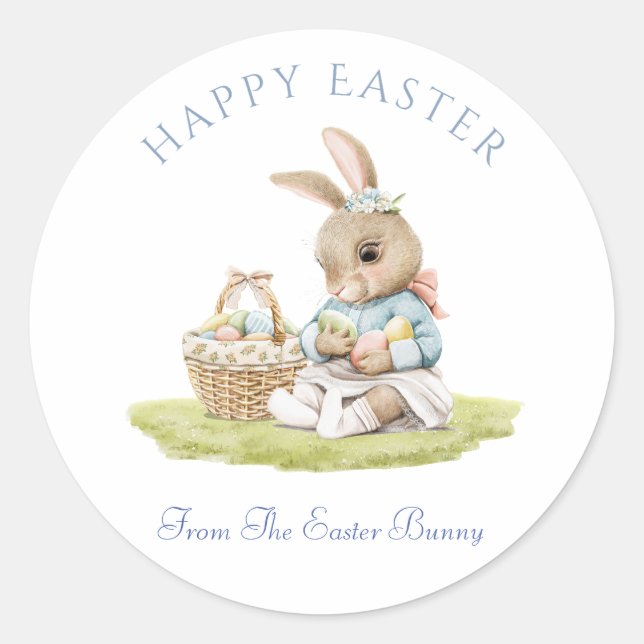 Happy Easter Bunny Stickers with Customisation (Front)