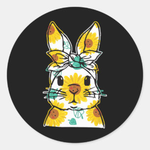 Happy Easter Bunny Sunflower Flower Easter Rabbit Classic Round Sticker