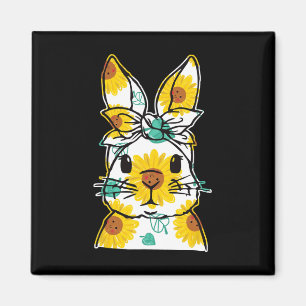 Happy Easter Bunny Sunflower Flower Easter Rabbit  Magnet