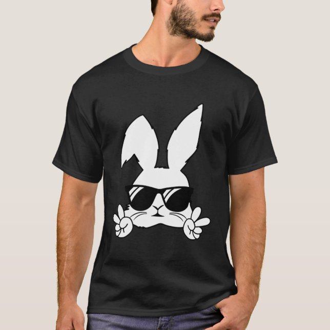 Happy Easter Bunny Sunglasses Rabbit Eggs Hunting T-Shirt (Front)
