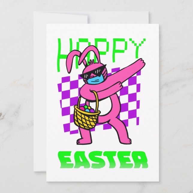 happy easter bunny sunglasses retro vaporwave invitation (Front)