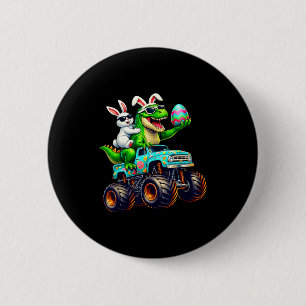 Happy Easter Bunny T Rex Monster Truck Dinosaur Bo 6 Cm Round Badge
