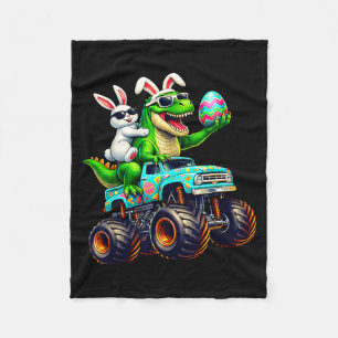 Happy Easter Bunny T Rex Monster Truck Dinosaur Bo Fleece Blanket
