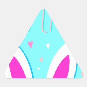 happy easter bunny triangle sticker