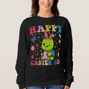 Happy Easter Bunny Turtle  Easter Day Groovy Sweatshirt