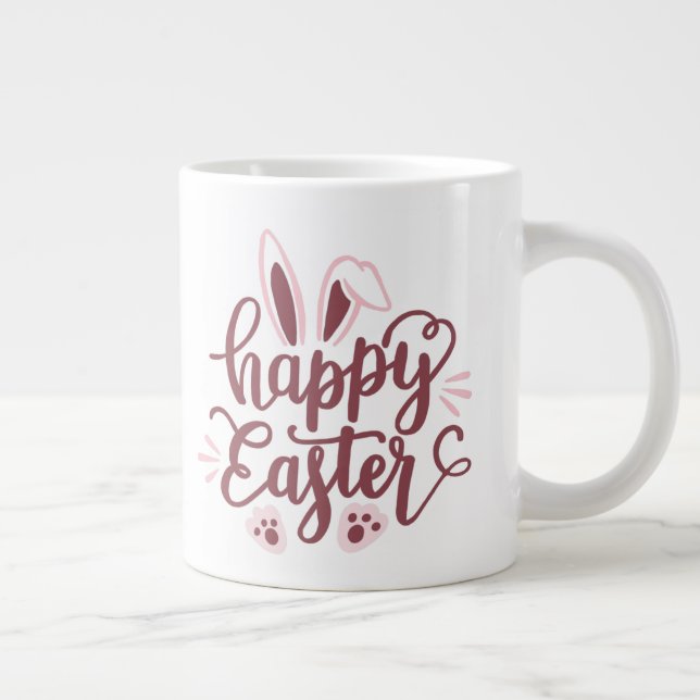 Happy Easter Bunny Two-Tone  Large Coffee Mug (Right)