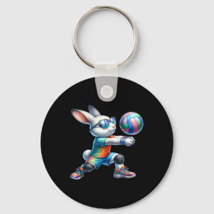 Happy Easter Bunny Volleyll Player Lover Sport Rab Key Ring