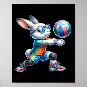 Happy Easter Bunny Volleyll Player Lover Sport Rab Poster