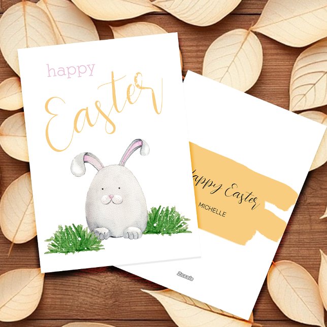 Happy Easter Bunny Watercolor Illustration Holiday Card (Creator Uploaded)