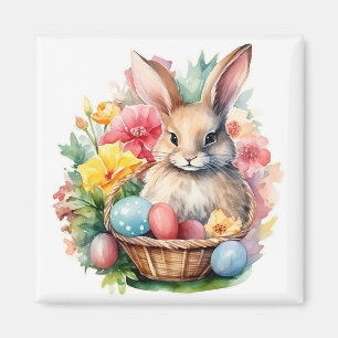 Happy Easter Bunny Watercolor painting Magnet