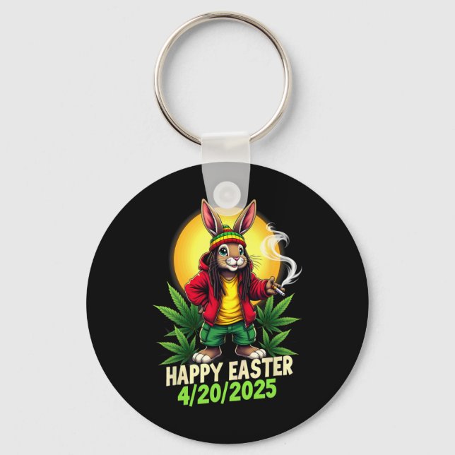 Happy Easter Bunny Weed  Key Ring (Front)